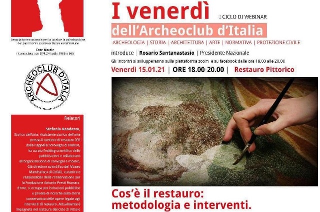 ArcheoClub d'Italia e i suoi "Venerdì", con dei webinar aperti a tutti. Venerdì 15 sul "Restauro"